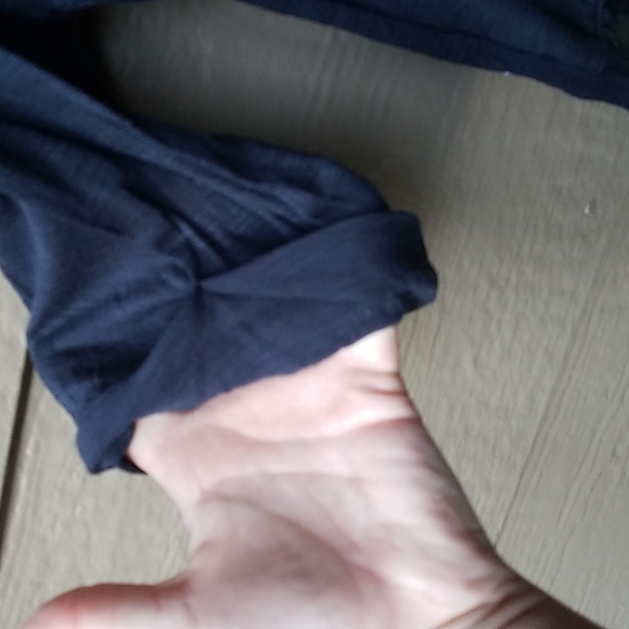 Blue Life Black 3/4 sleeve tee lace back front cutouts Modal XS - Picture 5 of 7